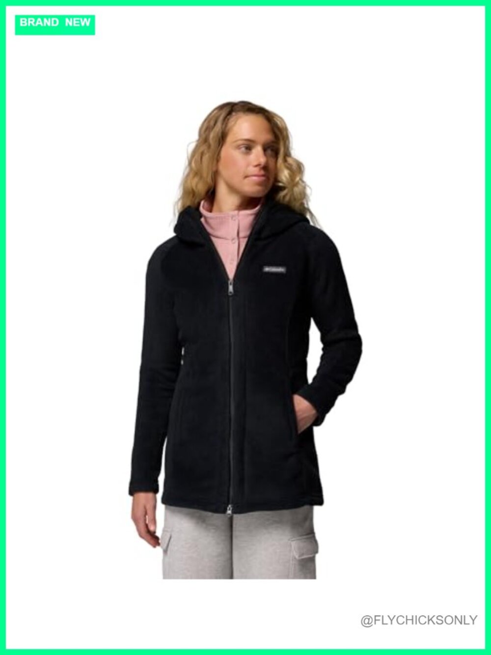 Recycled Polyester Fleece Zip-Up Hoodie Long Active Performance
